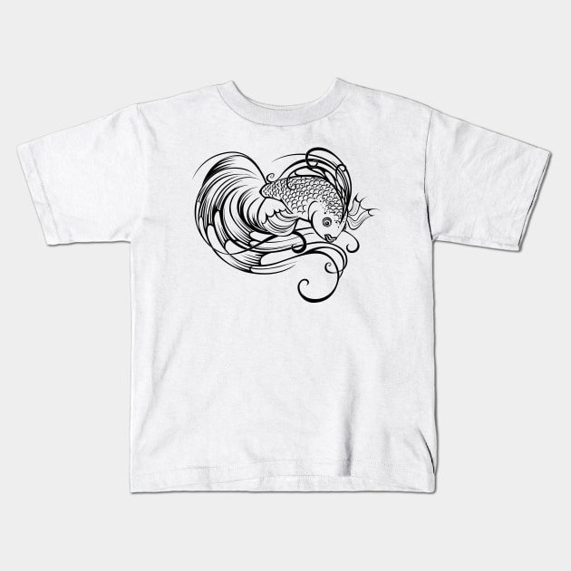 Stylized beautiful fish Kids T-Shirt by Blackmoon9